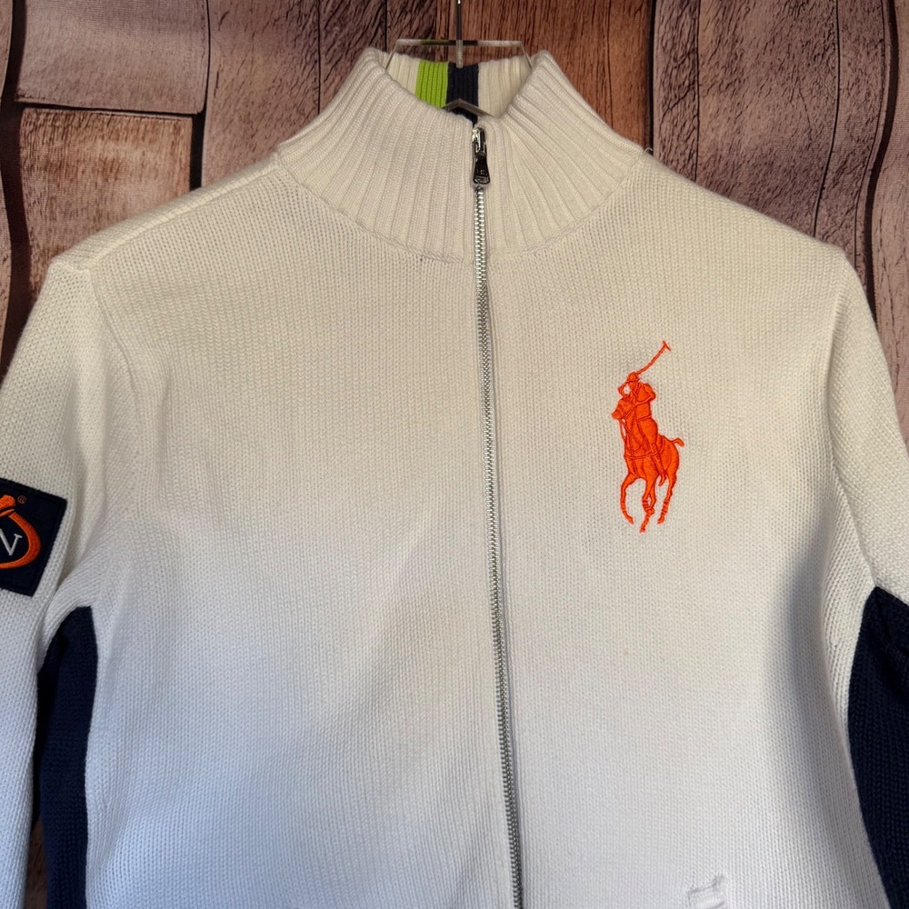 Ralph Lauren US Open Zip Knit Cardigan Sweater Preppy Tennis Tenniscore Size XL - Picture 3 of 10